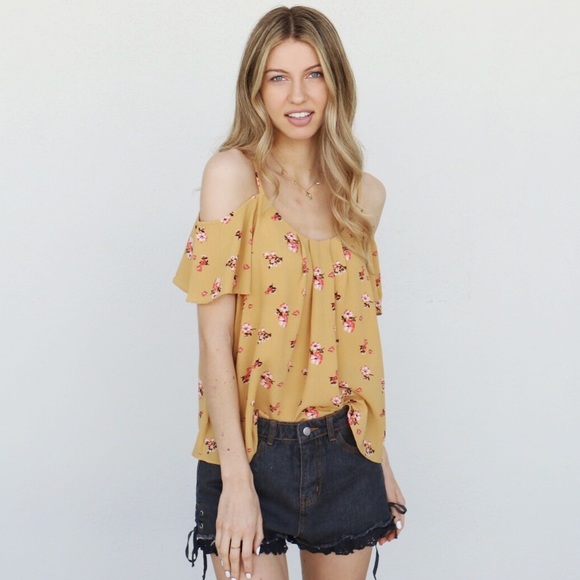 Tops - yellow floral tank